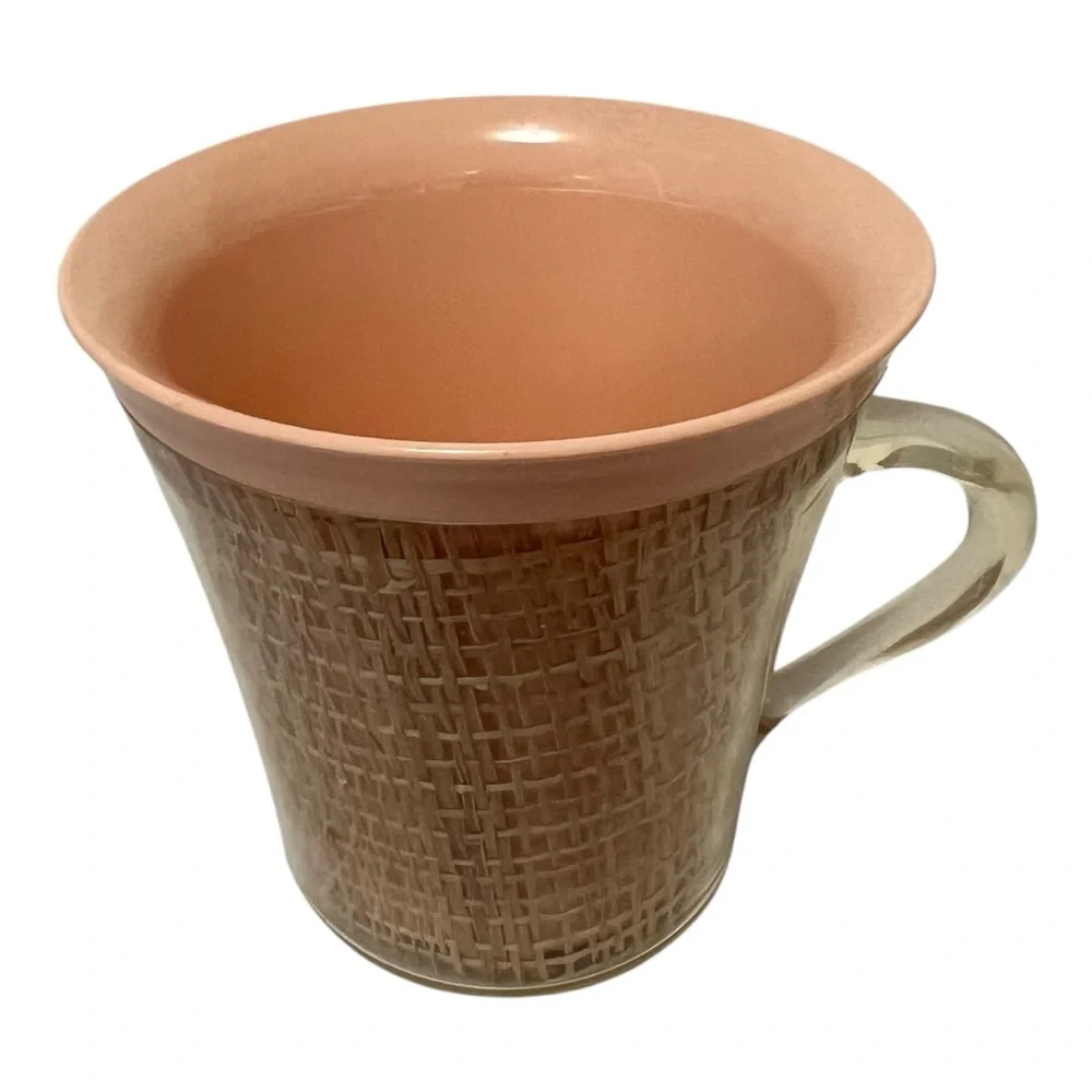 Vintage Melmac Burlap Insulated Mugs Raffia Ware Lightweight Coffee Mugs